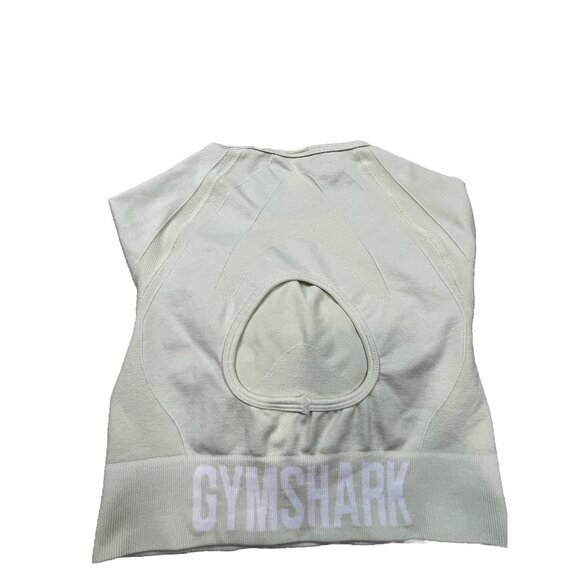 Gymshark Crop Top Women Medium Yellow Seamless Long Sleeve Thumb Holes Workout - Picture 2 of 9